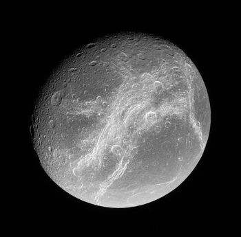 The "wispy terrain" on Saturn's moon Dione