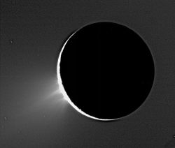 A cryovolcano erupting on Saturn's moon Enceladus